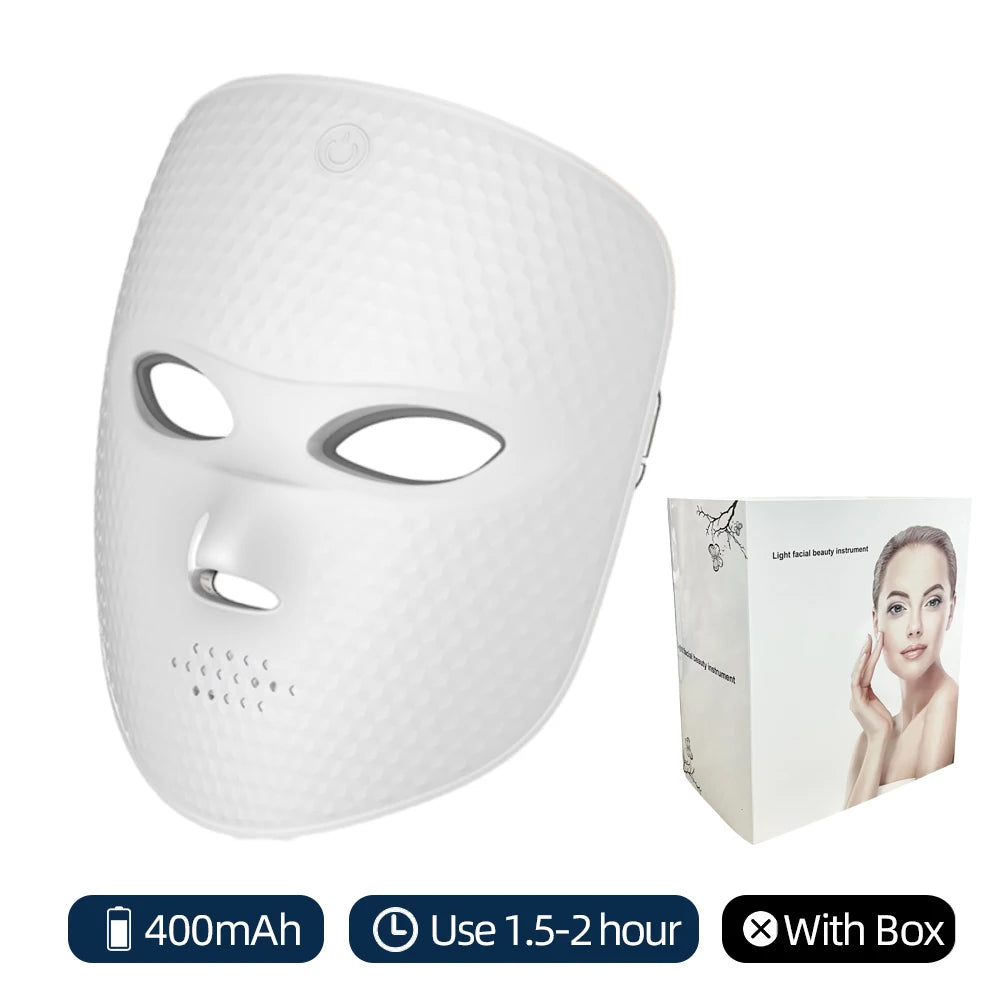 Masque LED Visage 7 Couleurs - Luminotherapie Anti-Age et Anti-Acne | Lueur Skin
